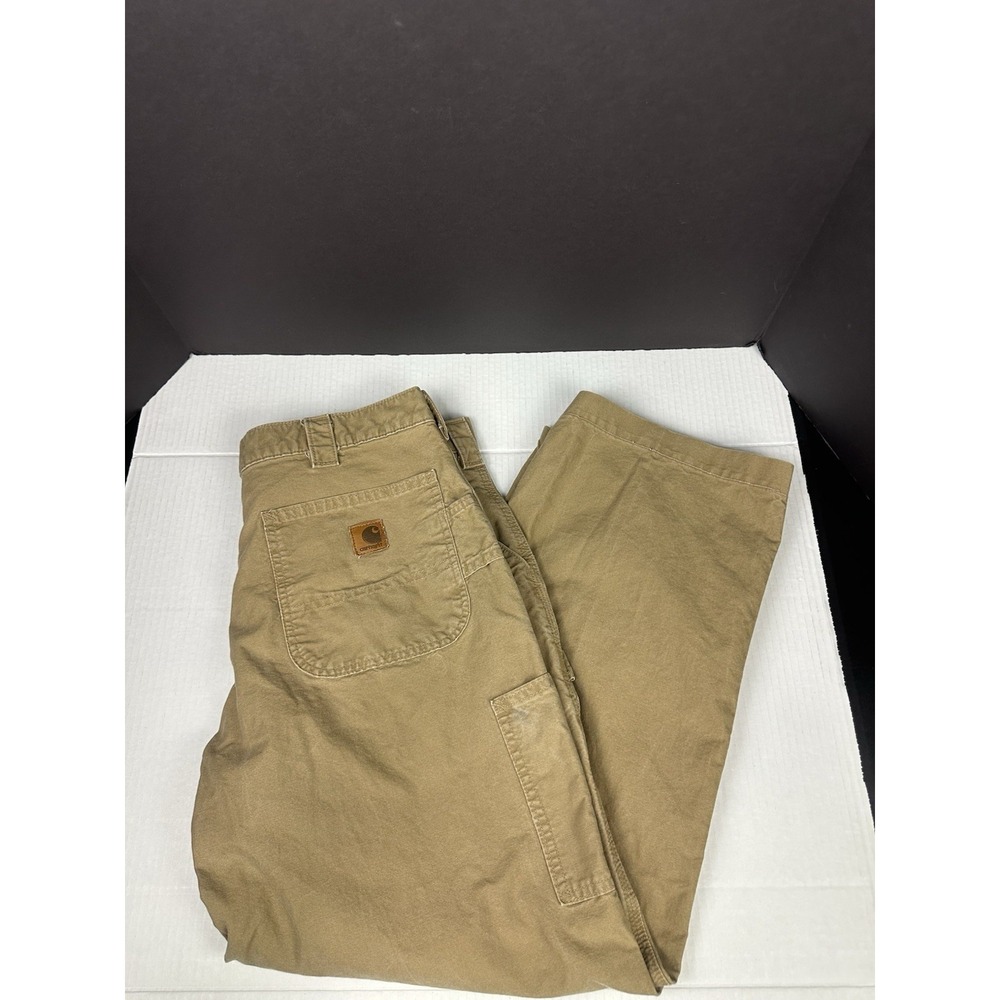 Carhartt Men's Brown Cargo Pants Dungaree Fit Cotton Canvas Flat Front 36x30
